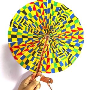 African Fabric Handmade Folding Fan